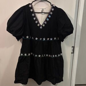 ✨ Queen of Sparkles Black Dress with Playing Card Back Detail ✨